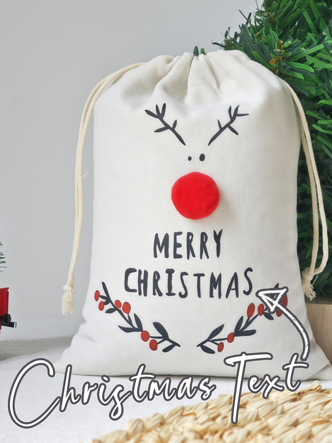 DIY Christmas Reindeer Canvas Gift Bag